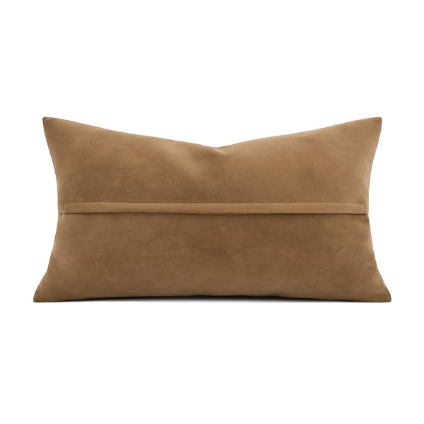 Faux Leather Khaki Throw Cushion - Staunton and Henry