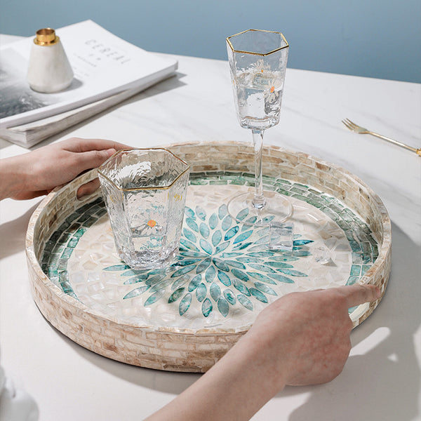 Mother of Pearl Floral Round Tray - Staunton and Henry