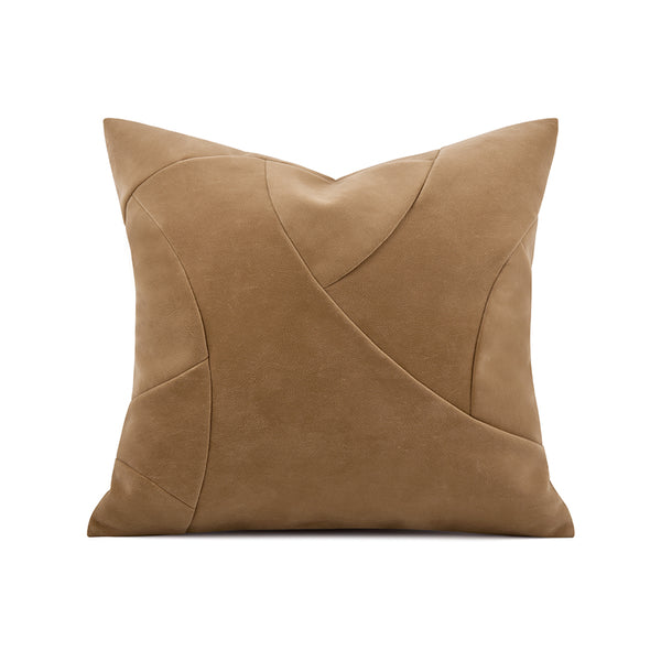 Faux Leather Khaki Throw Cushion - Staunton and Henry