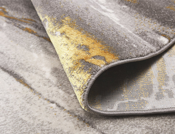 Abstract Gold and Grey Round Rug - Staunton and Henry