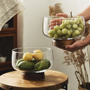 Glass and Wood Fruit Bowl - Staunton and Henry