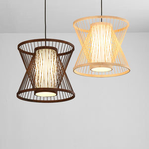 Double Cone Japanese Bamboo Ceiling Light - Staunton and Henry