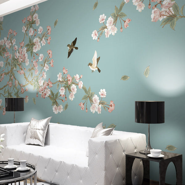 Blue Oriental Cherry Blossom Wall Mural - Staunton and Henry