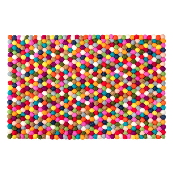 Multicoloured Felt Ball Rug - Staunton and Henry