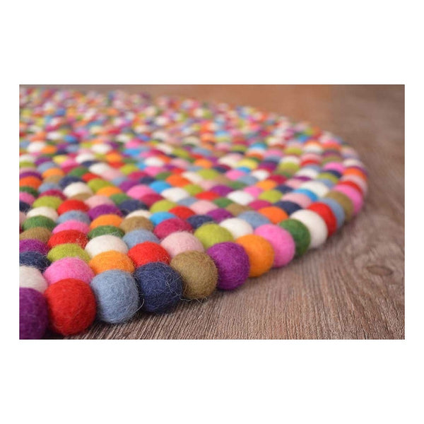 Multicoloured Felt Ball Rug - Staunton and Henry