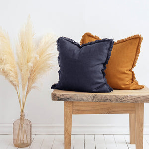 Hazel Fringed Edge Flax Linen Cushion - Staunton and Henry