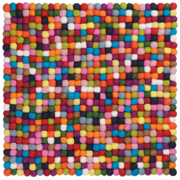 Multicoloured Felt Ball Rug - Staunton and Henry