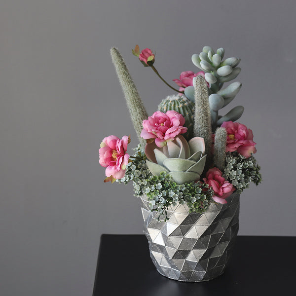 Potted Faux Cactus and Succulent Flower Arrangement - Staunton and Henry