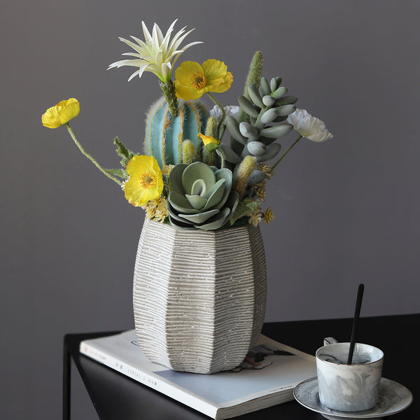 Potted Faux Cactus and Succulent Flower Arrangement - Staunton and Henry