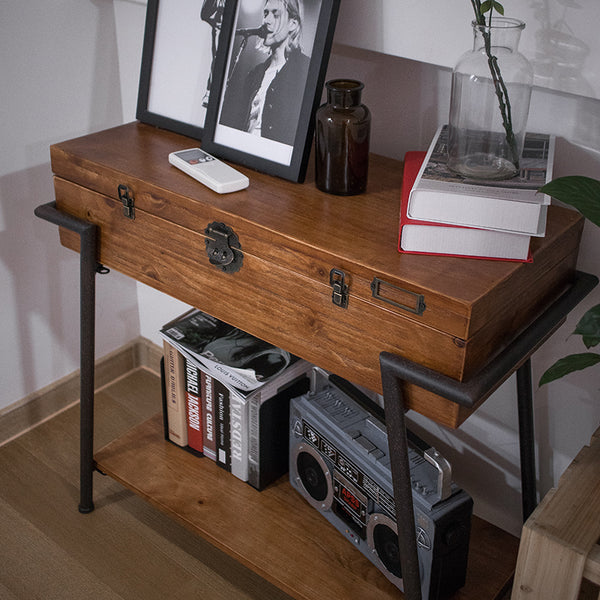 Vintage Style Wood & Steel Console Table Chest - Staunton and Henry