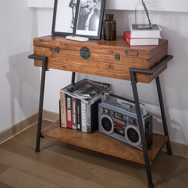 Vintage Style Wood & Steel Console Table Chest - Staunton and Henry