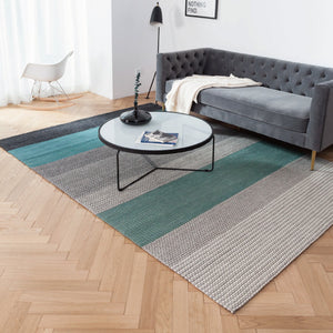 Grey and Turquoise Chunky Weave Rug - Staunton and Henry