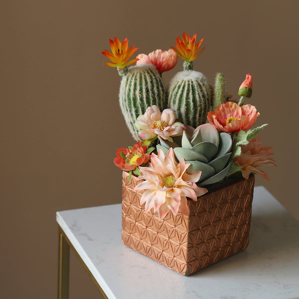 Potted Faux Cactus and Succulent Flower Arrangement - Staunton and Henry