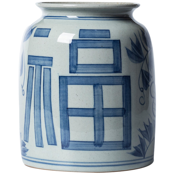 Blue and White Modern Asian Vase - Staunton and Henry