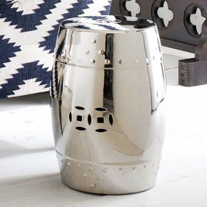 Silver Chinese Ceramic Drum Stool - Staunton and Henry