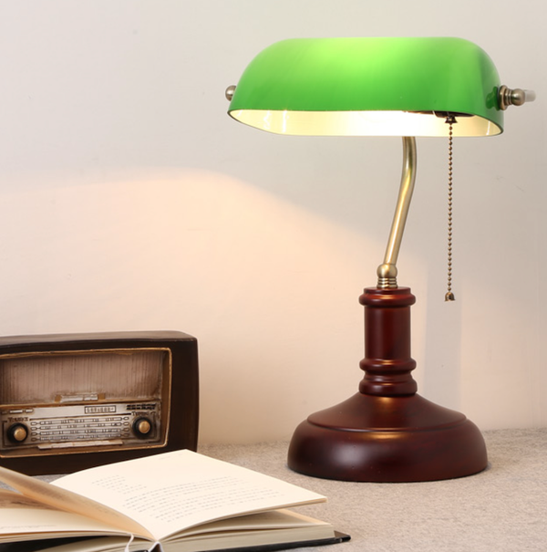 Vintage Bankers Lamp in Green - Staunton and Henry