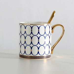 Gatsby Elegant Modern Coffee Mugs - With Gold Spoon - Staunton and Henry