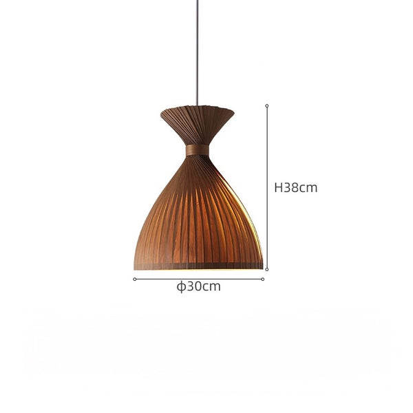 Oriental Wood Veneer Dining Room Pendant Light - Staunton and Henry