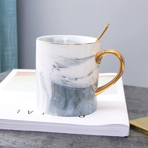 Marble and Gold Coffee Mug - With Matching Teaspoon - Staunton and Henry