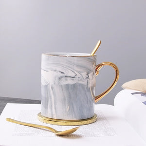 Marble and Gold Coffee Mug - With Matching Teaspoon - Staunton and Henry