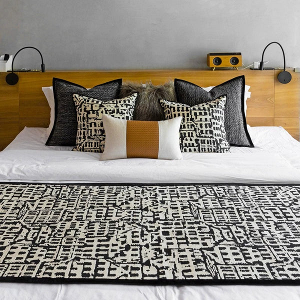 Black And White Pattern Bed Cushion Set