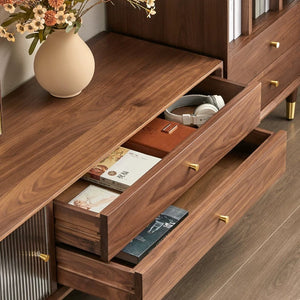 Midcentury Modern Walnut TV Cabinet With Drawers - Staunton and Henry