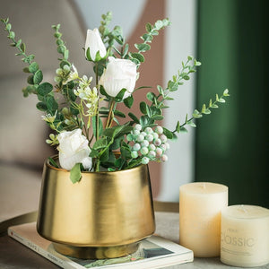 Modern Gold Ceramic Planter - Staunton and Henry