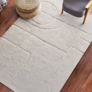 Simpson Midcentury Modern White Wool Rug - Staunton and Henry