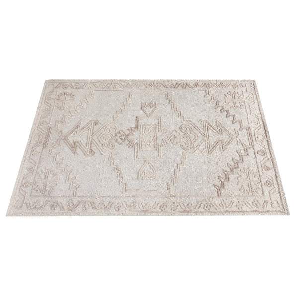 Aria Modern White Tribal Wool Rug - Staunton and Henry
