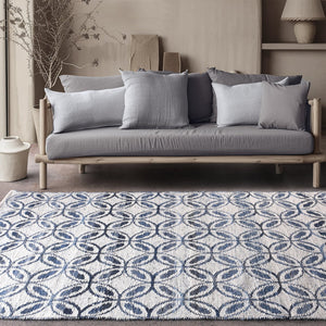 Icarus Geometric Pattern Blue Denim and Wool Rug - Staunton and Henry