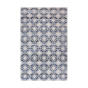 Icarus Geometric Pattern Blue Denim and Wool Rug - Staunton and Henry