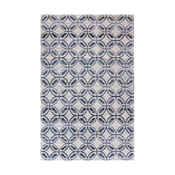 Icarus Geometric Pattern Blue Denim and Wool Rug - Staunton and Henry