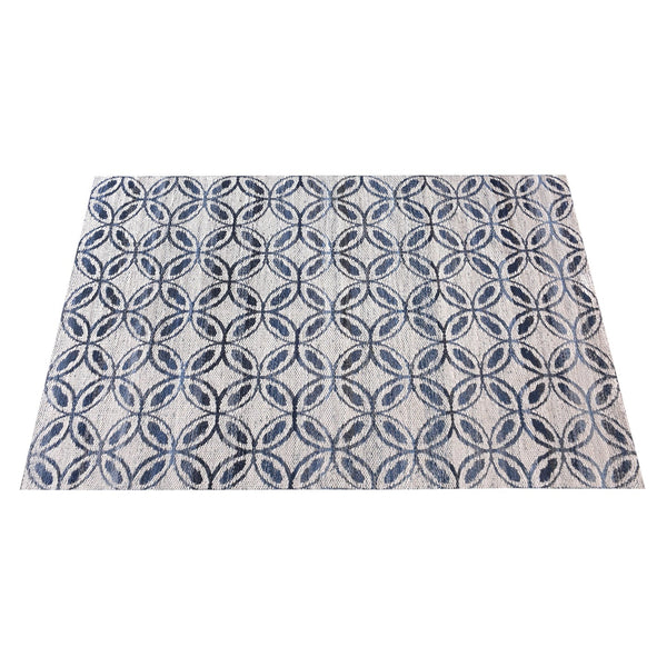 Icarus Geometric Pattern Blue Denim and Wool Rug - Staunton and Henry