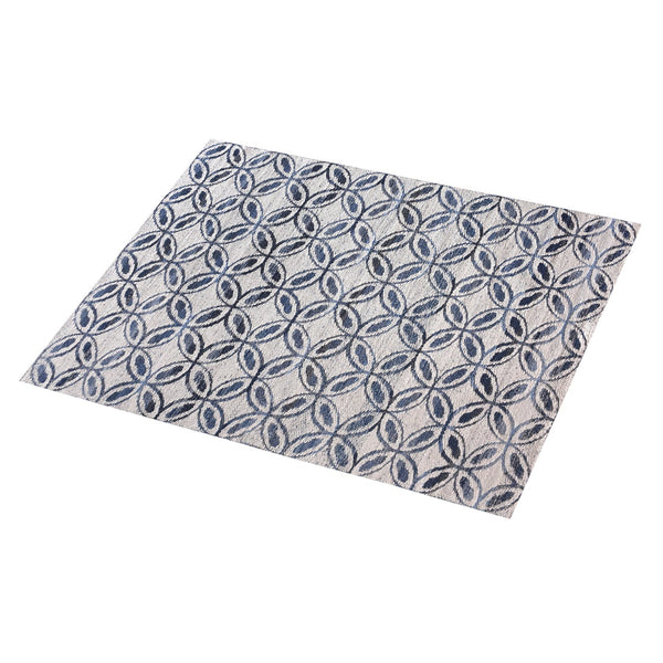 Icarus Geometric Pattern Blue Denim and Wool Rug - Staunton and Henry