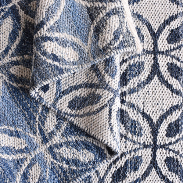 Icarus Geometric Pattern Blue Denim and Wool Rug - Staunton and Henry