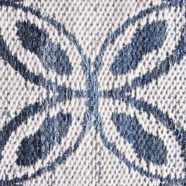 Icarus Geometric Pattern Blue Denim and Wool Rug - Staunton and Henry