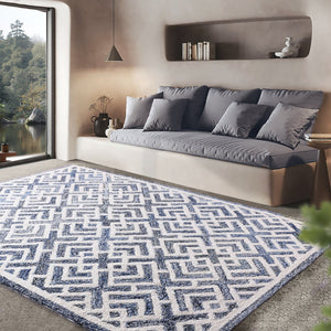 Namesae Geometric Blue Denim and Wool Rug - Staunton and Henry
