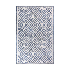 Namesae Geometric Blue Denim and Wool Rug - Staunton and Henry