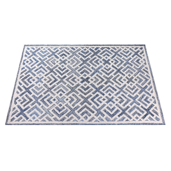 Namesae Geometric Blue Denim and Wool Rug - Staunton and Henry
