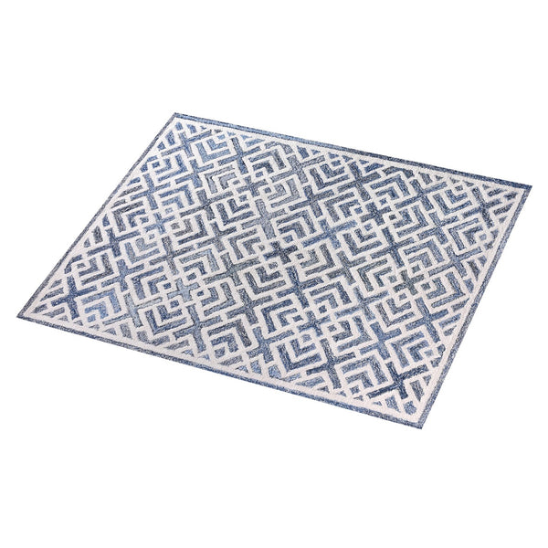 Namesae Geometric Blue Denim and Wool Rug - Staunton and Henry