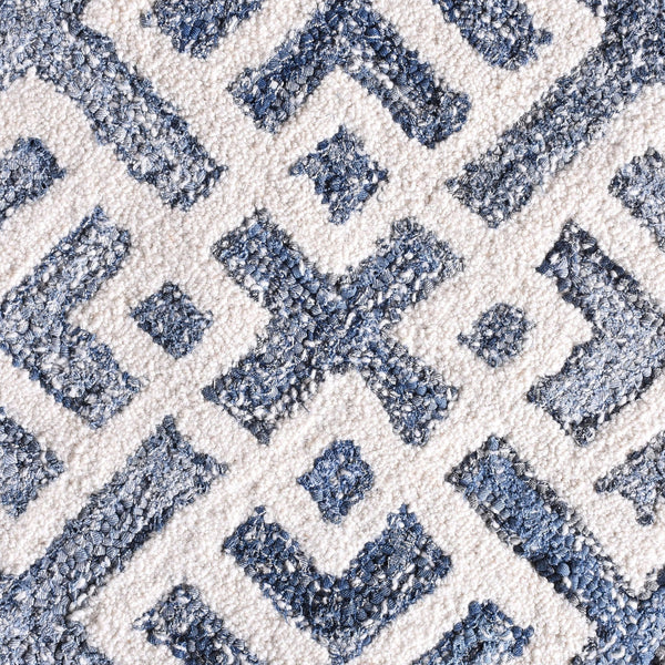 Namesae Geometric Blue Denim and Wool Rug - Staunton and Henry