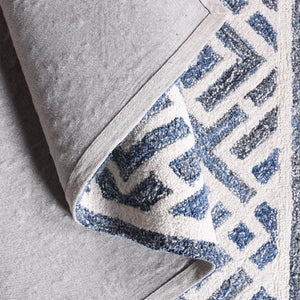 Namesae Geometric Blue Denim and Wool Rug - Staunton and Henry