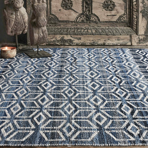 Ampoule Geometric Blue Denim and Wool Rug - Staunton and Henry