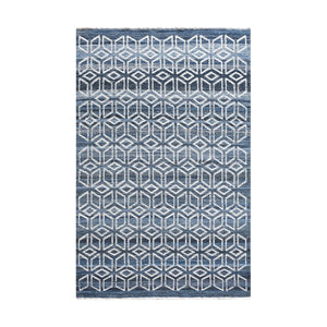 Ampoule Geometric Blue Denim and Wool Rug - Staunton and Henry