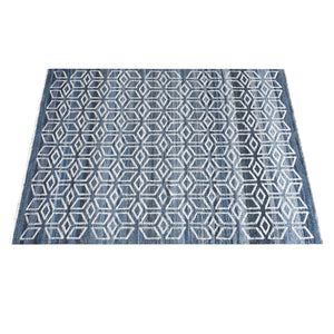 Ampoule Geometric Blue Denim and Wool Rug - Staunton and Henry