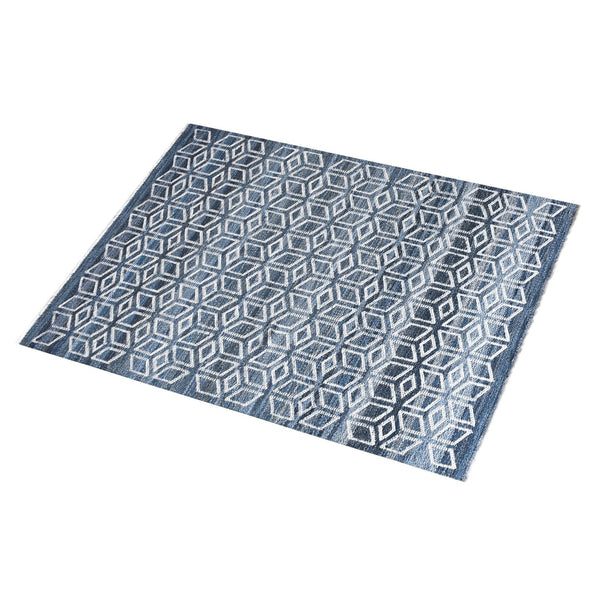 Ampoule Geometric Blue Denim and Wool Rug - Staunton and Henry