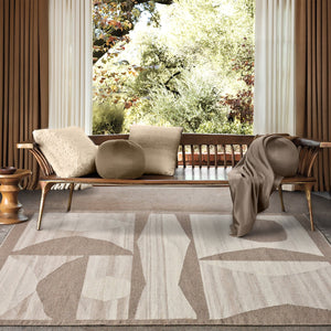 Bella Beige and White Midcentury Modern Style Rug - Staunton and Henry
