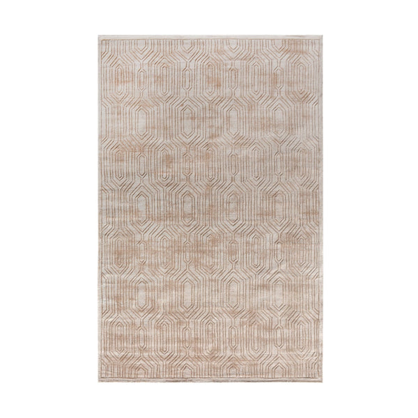 Mocha Warm Beige Geometric Viscose Rug - Staunton and Henry