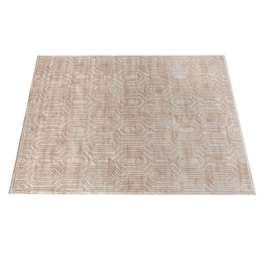 Mocha Warm Beige Geometric Viscose Rug - Staunton and Henry
