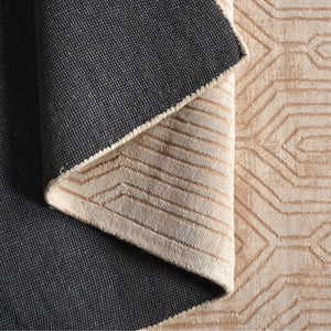 Mocha Warm Beige Geometric Viscose Rug - Staunton and Henry